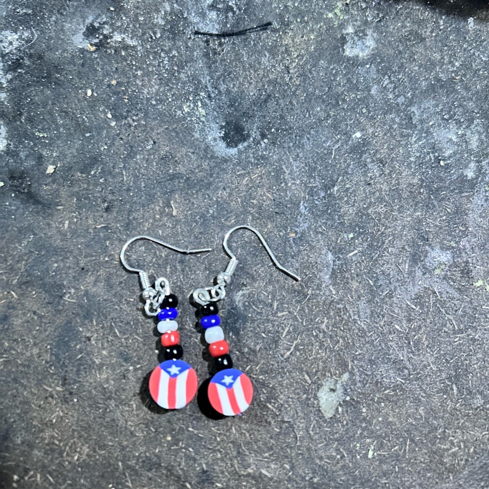 Puerto Rican flag Beaded earrings
